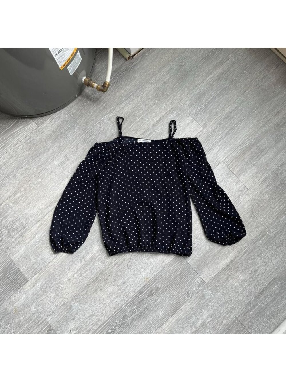 Navy Blue / White San Francisco Y2K Off The Shoulder Polka Dot Top